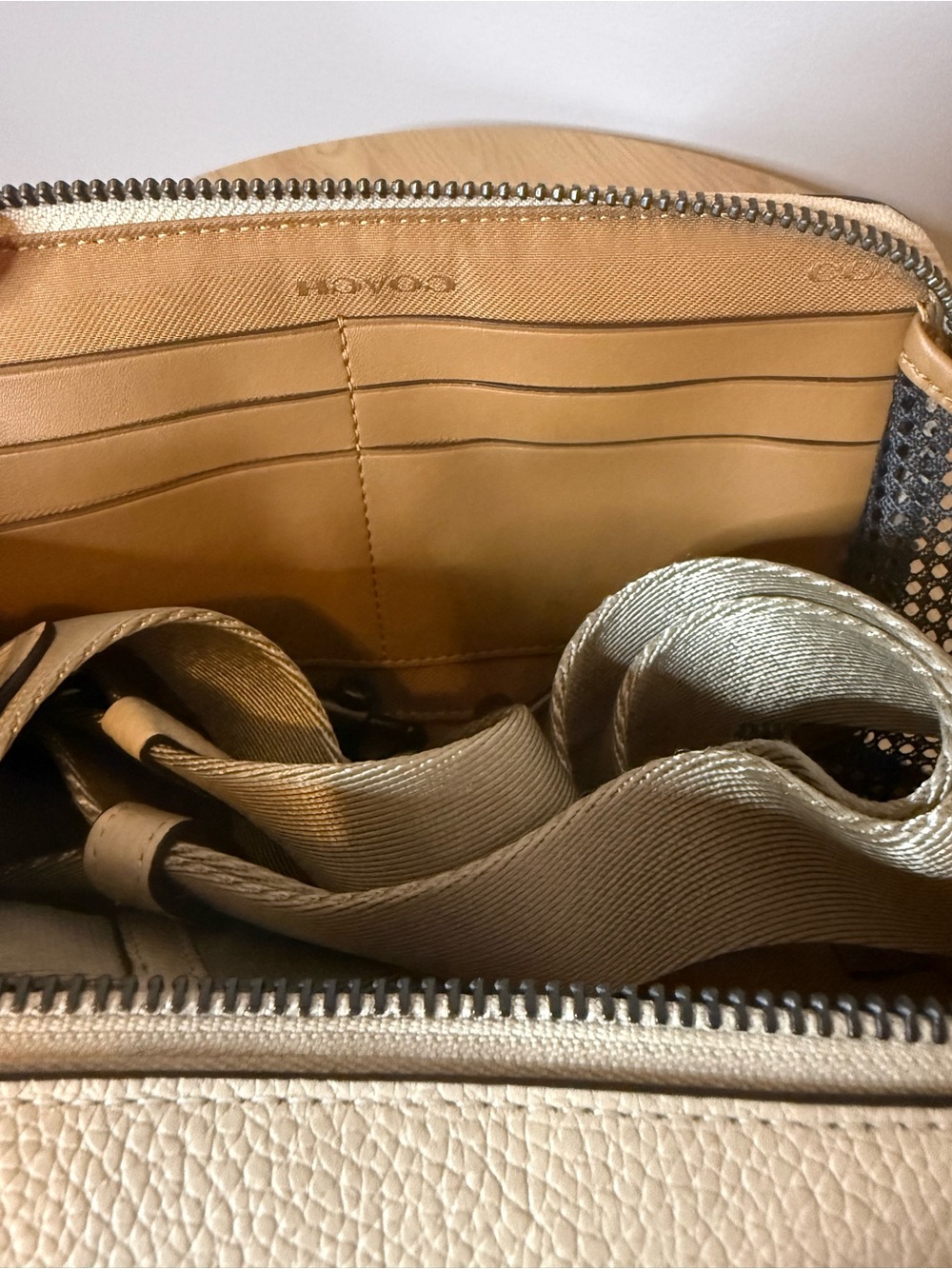 Coach Pebbled Leather Camera Crossbody in Cream with Silver Accent - Picture 7 of 8